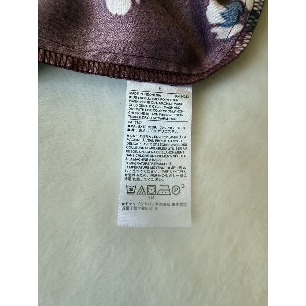 Banana Republic Burgundy Floral Long Sleeve Knee Length Shift Dress Round Neck 6 - Picture 7 of 8